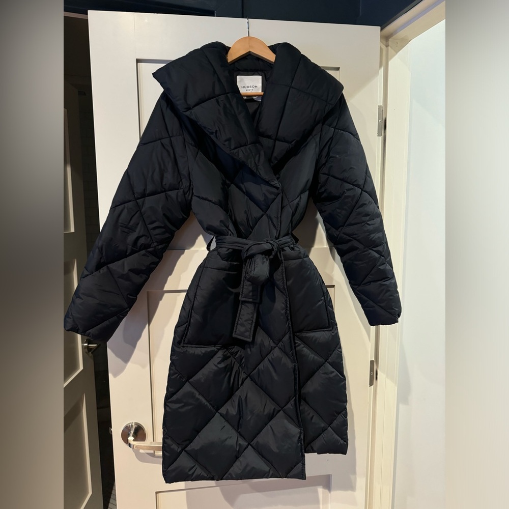 Hudson North Black Quilted Coat Size Small